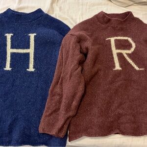 Set of TWO Wizarding World Harry Potter Ron "Weasley" sweaters wool Scottish